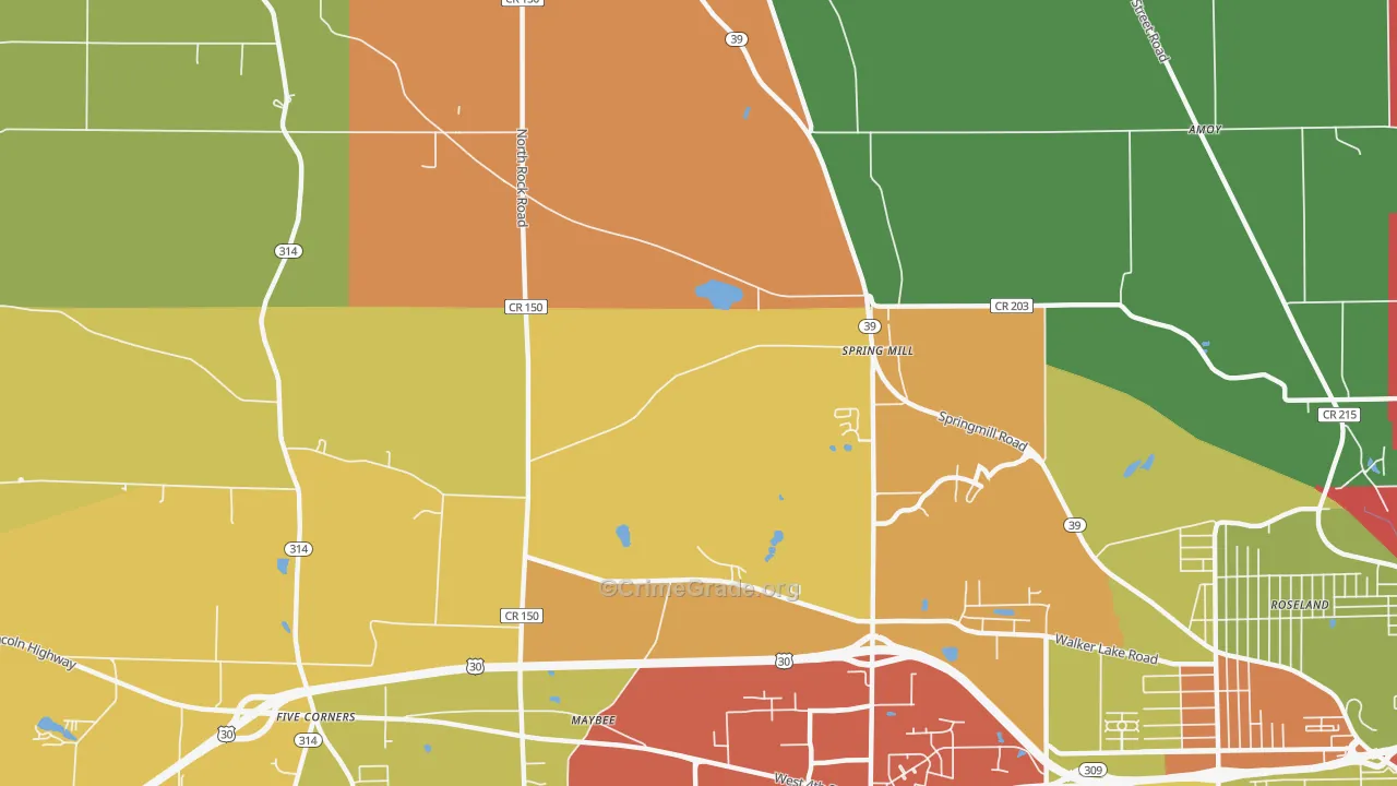 Spring Mill, OH Map of Arson Rates