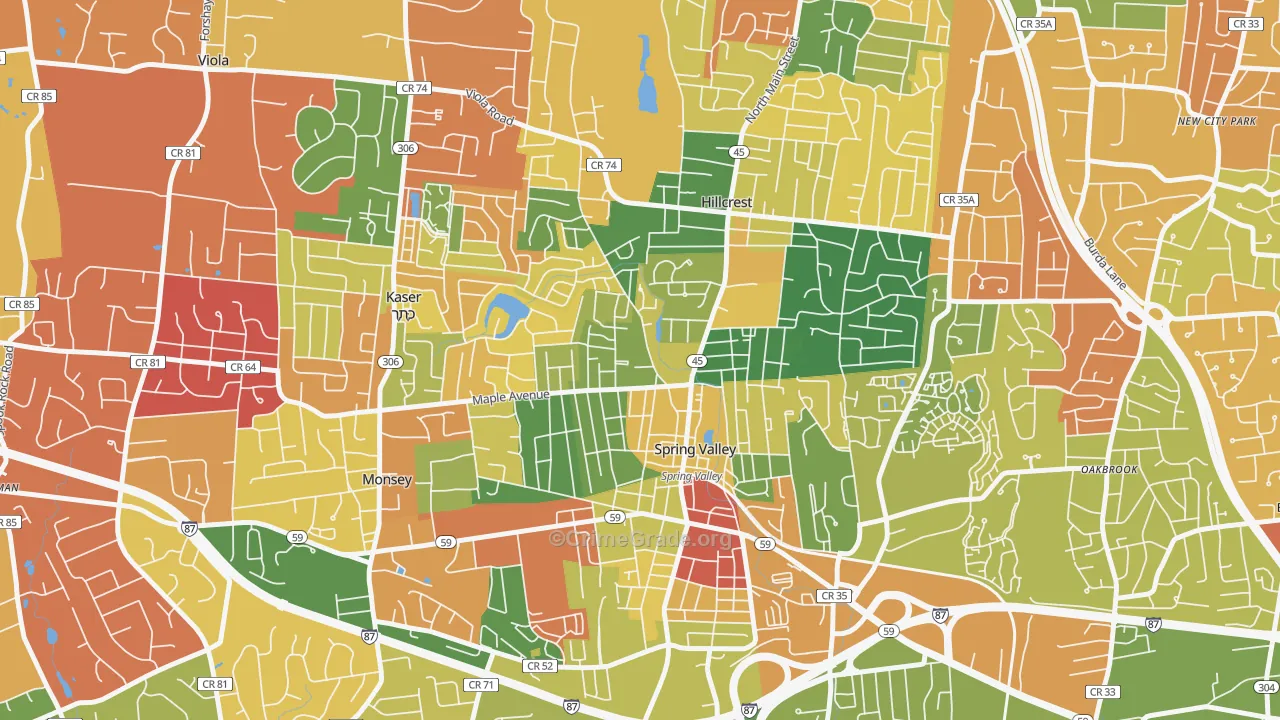 Spring Valley, NY Map of Arson Rates