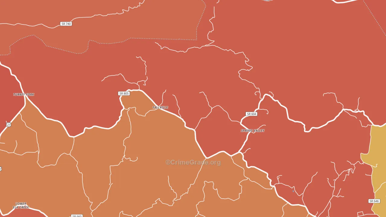 Spring Valley, VA Map of Arson Rates