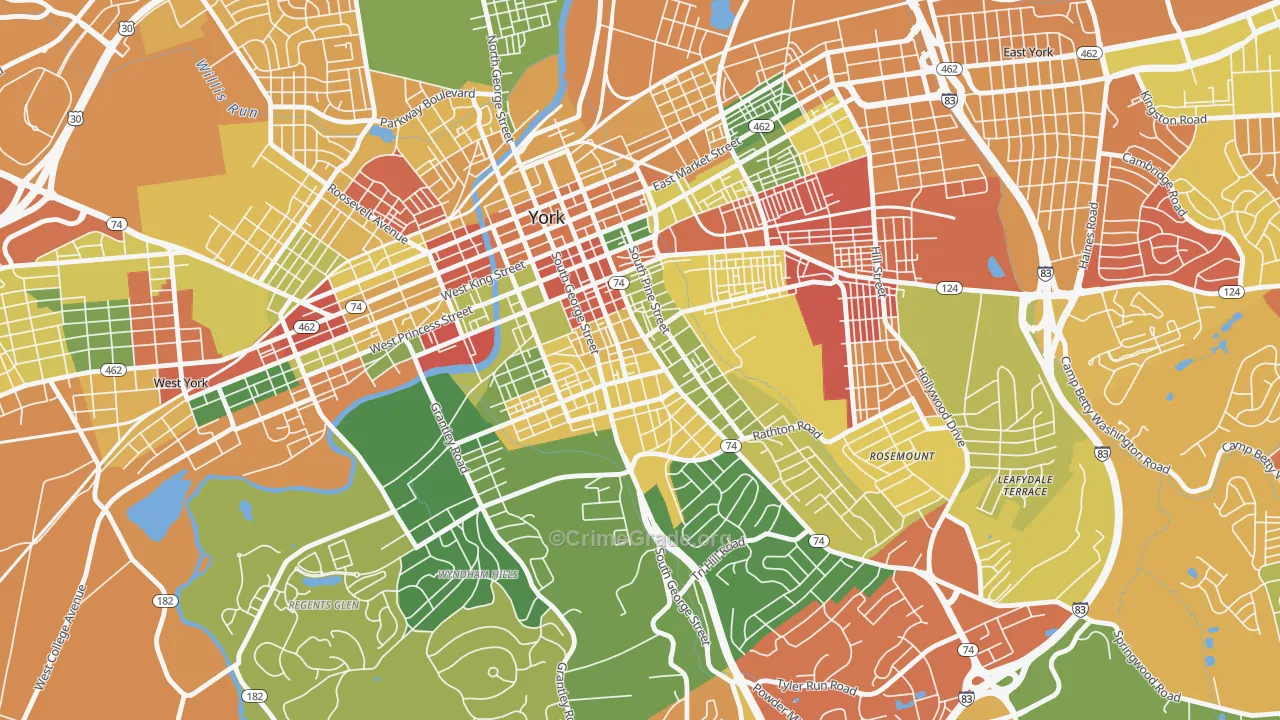 Springdale, York, PA Map of Arson Rates