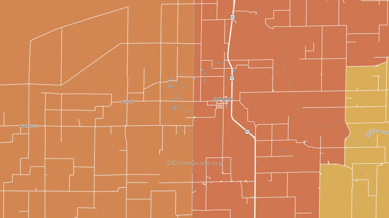 Springerton, IL Map of Arson Rates
