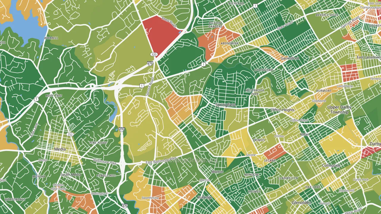 Springfield, PA Map of Arson Rates