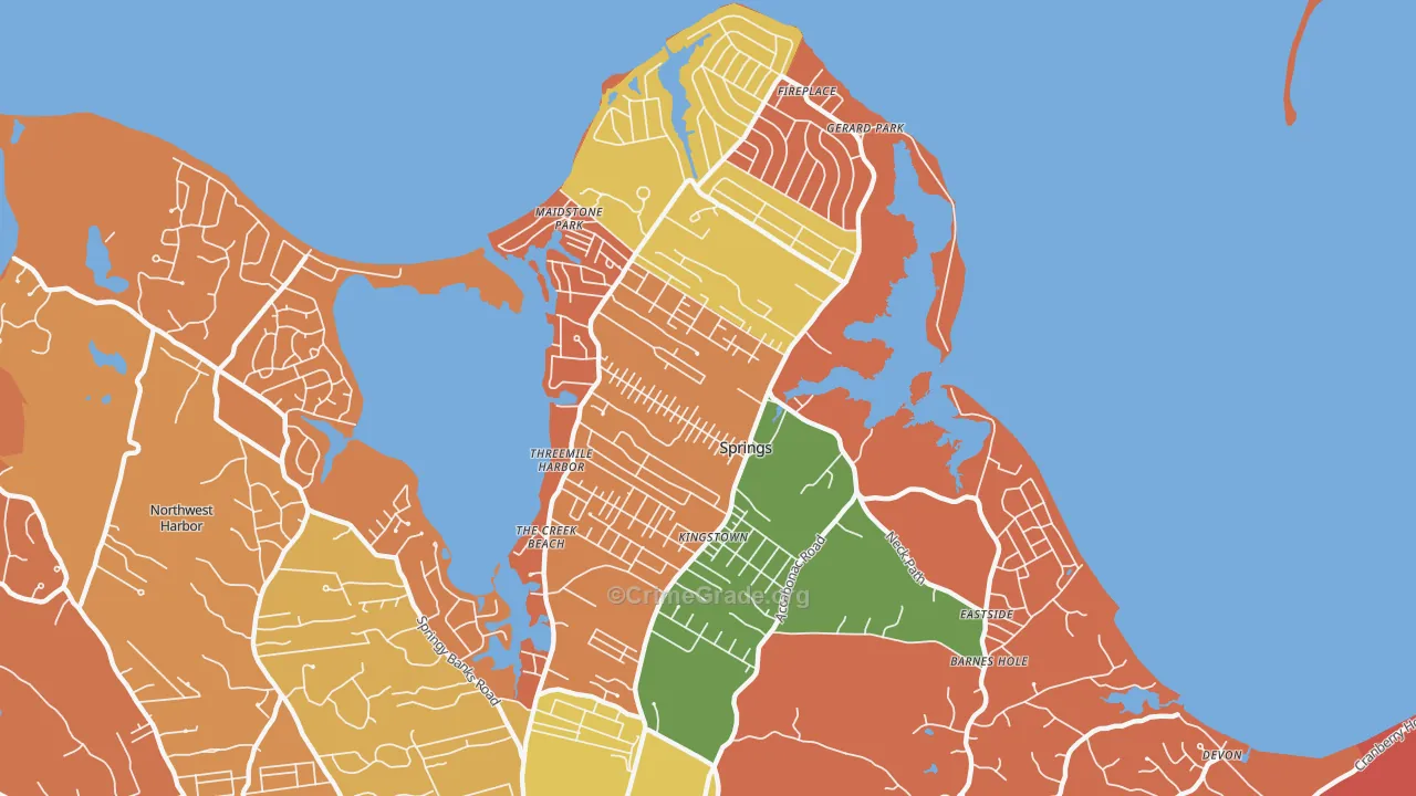 Springs, NY Map of Arson Rates