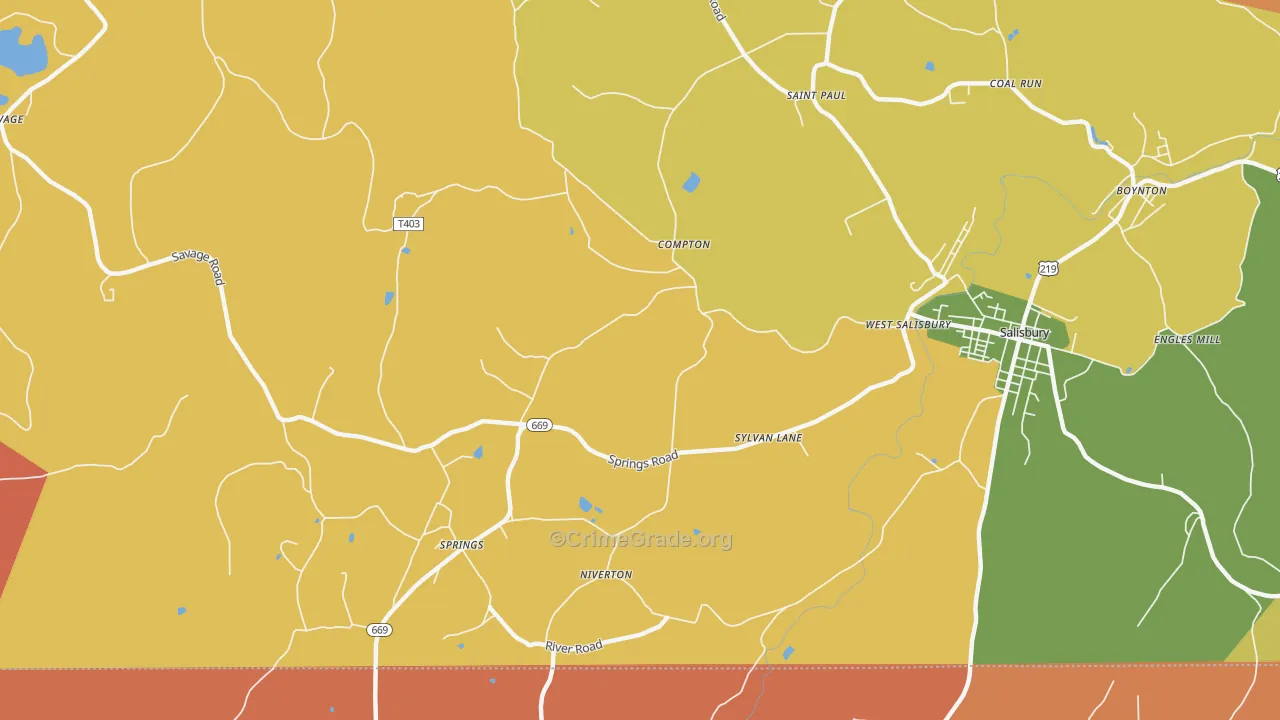 Springs, PA Map of Arson Rates