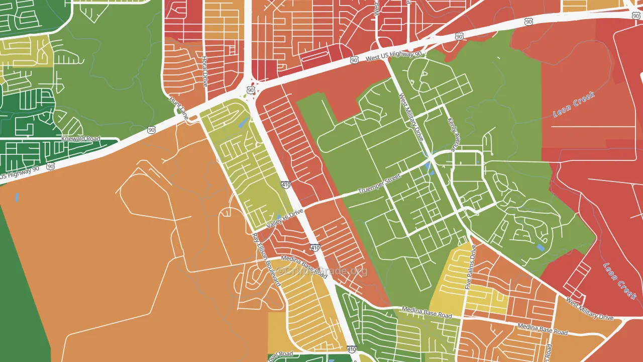 Springvale, San Antonio, TX Map of Arson Rates