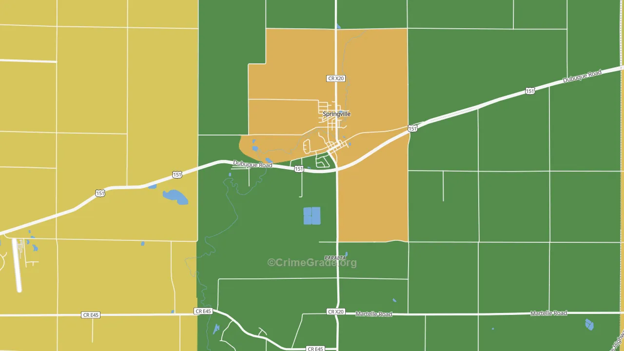 Springville, IA Map of Arson Rates