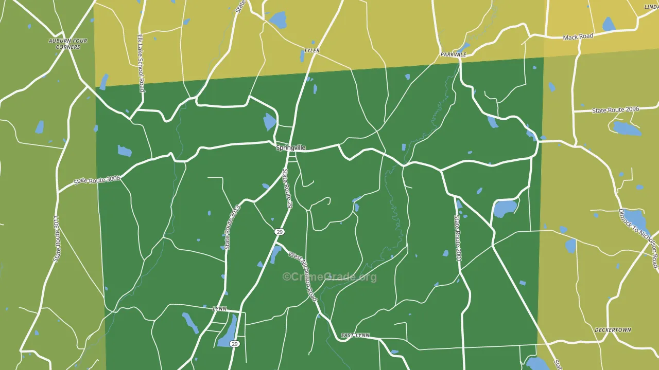 Springville, PA Map of Arson Rates