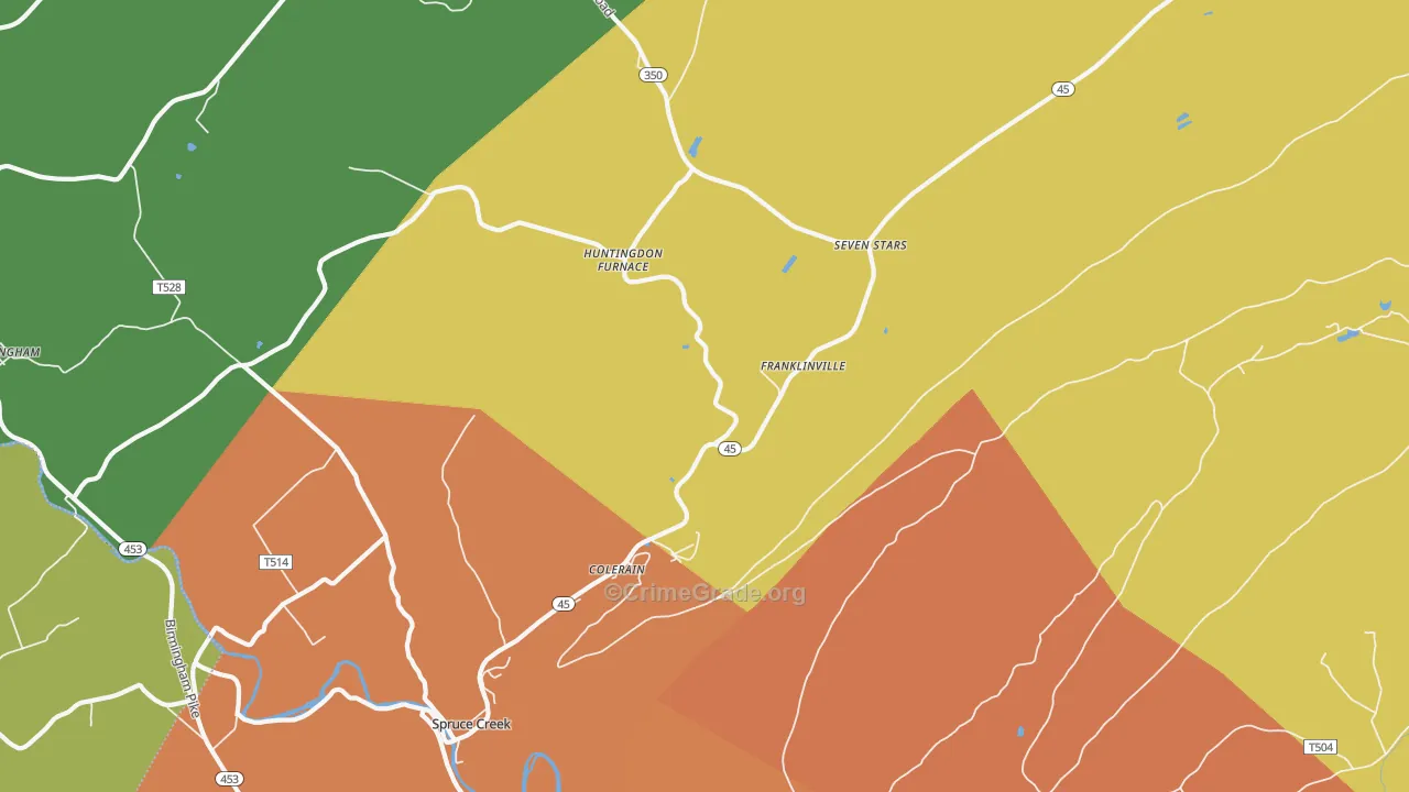 Spruce Creek, PA Map of Arson Rates