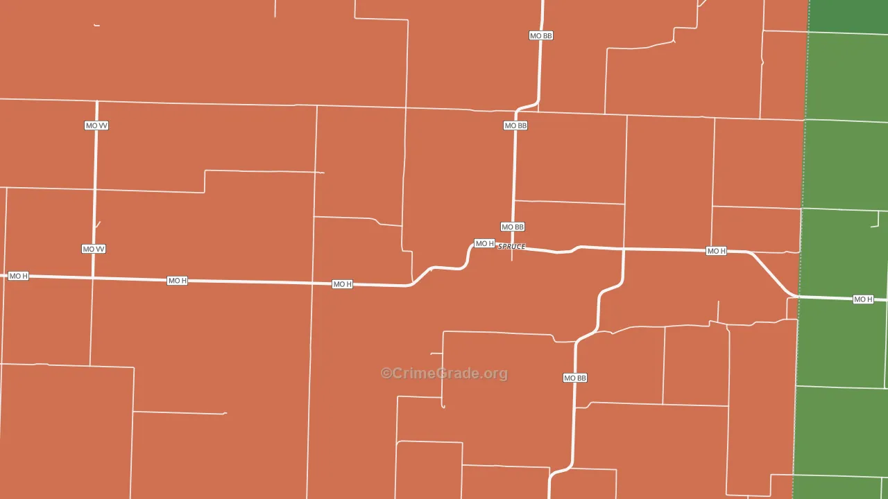Spruce, MO Map of Arson Rates