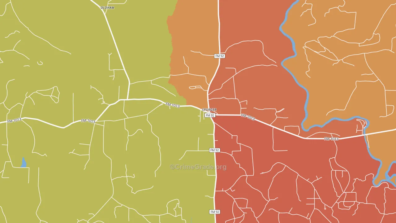 Spurger, TX Map of Arson Rates