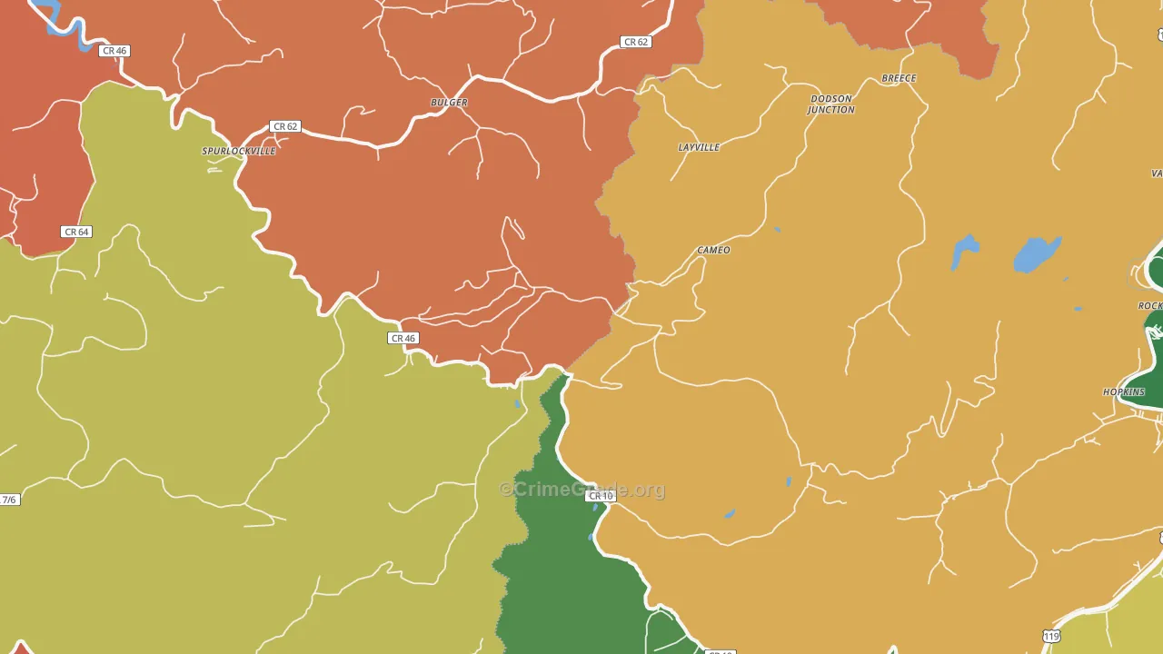 Spurlockville, WV Map of Arson Rates