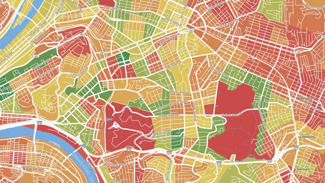 Squirrel Hill North, Pittsburgh, PA Map of Arson Rates