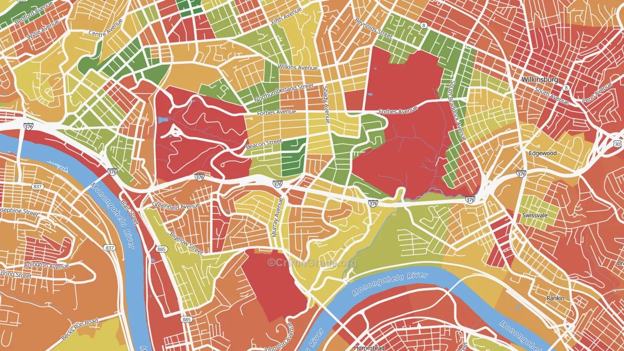 Squirrel Hill South, Pittsburgh, PA Map of Arson Rates
