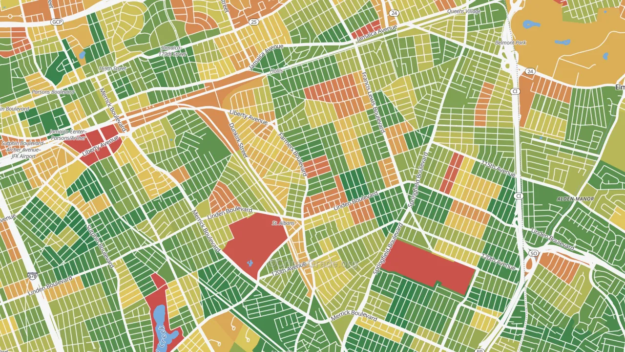 St Albans, Queens, NY Map of Arson Rates