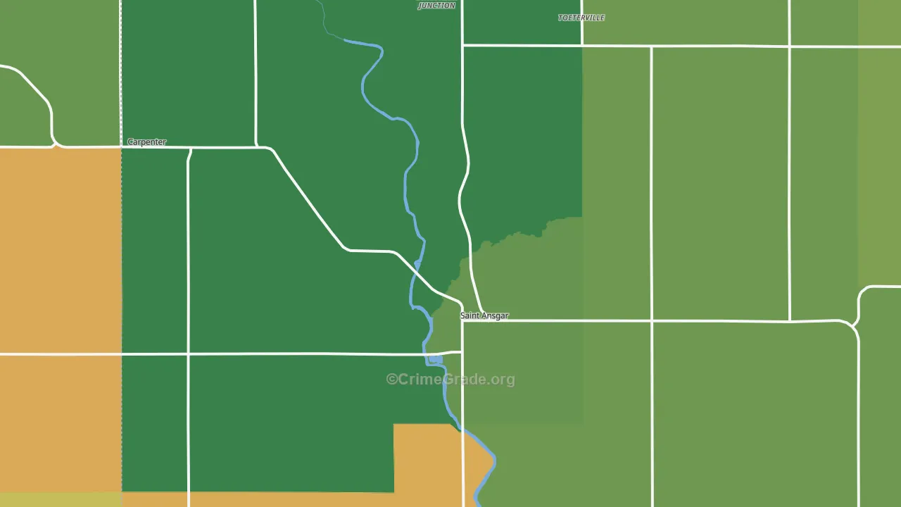 St. Ansgar, IA Map of Arson Rates