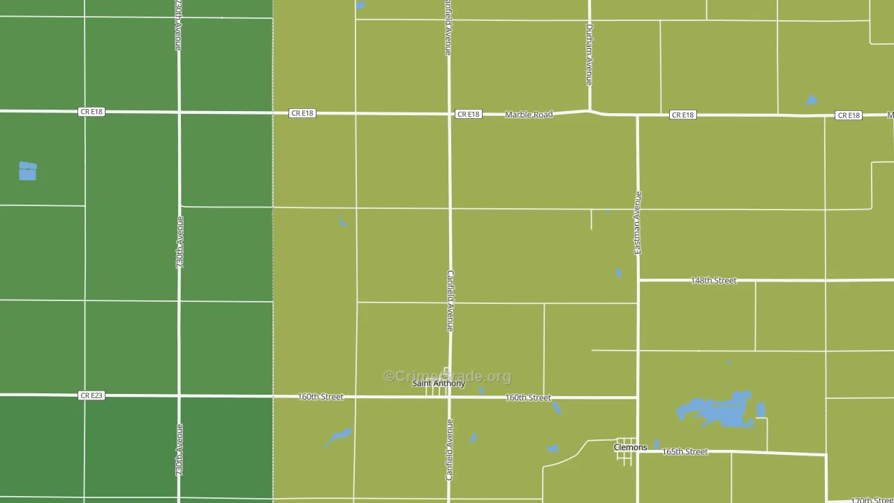 St. Anthony, IA Map of Arson Rates