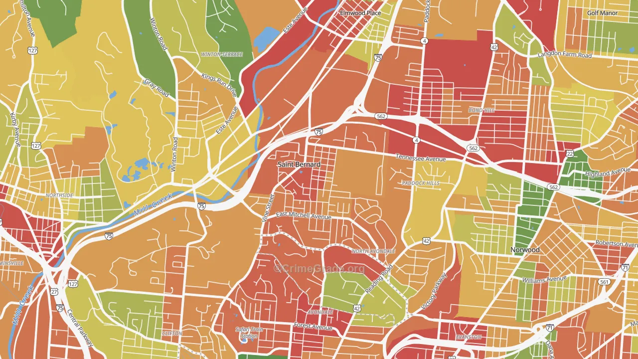 St. Bernard, OH Map of Arson Rates