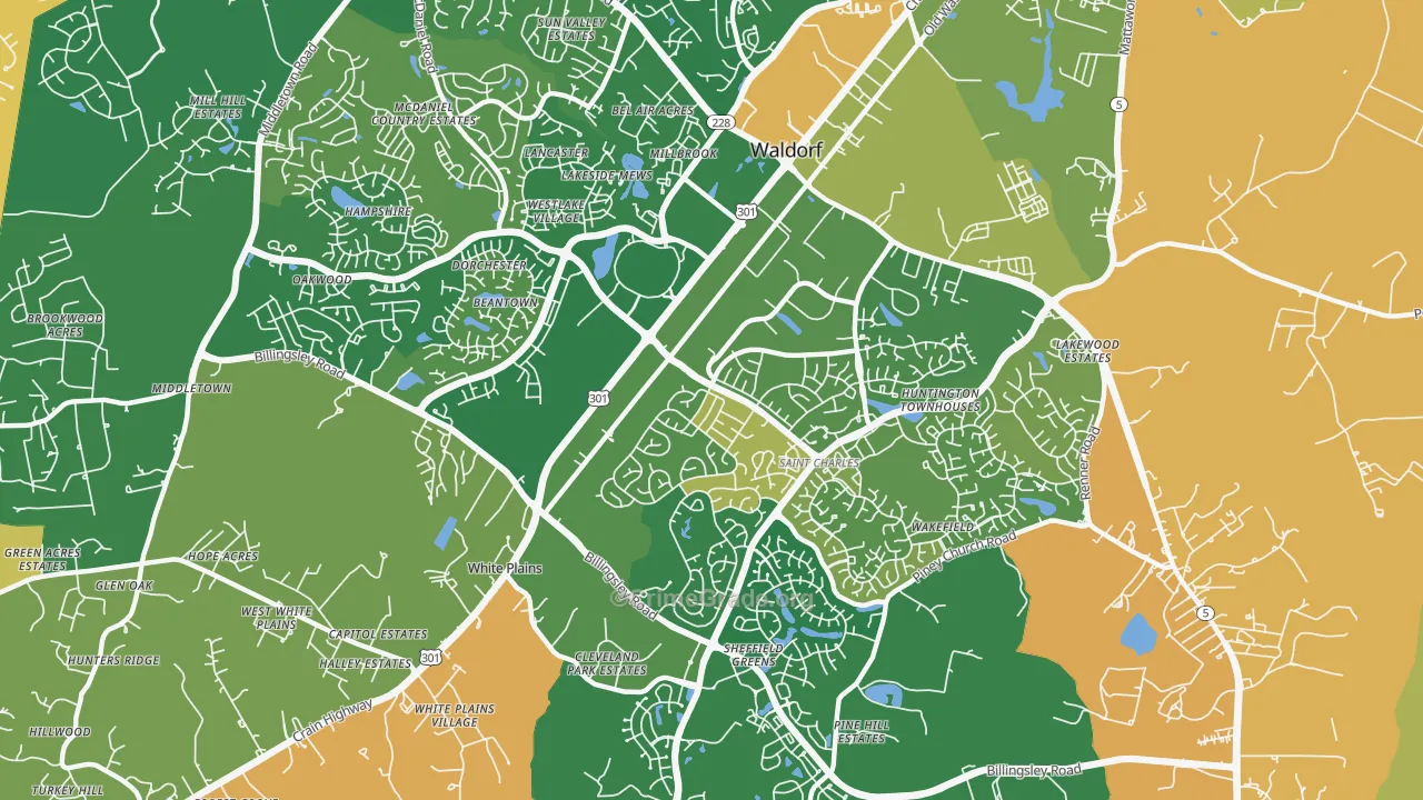 St Charles, Waldorf, MD Map of Arson Rates