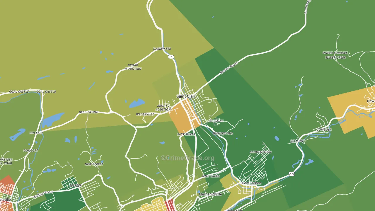 St. Clair, PA Map of Arson Rates