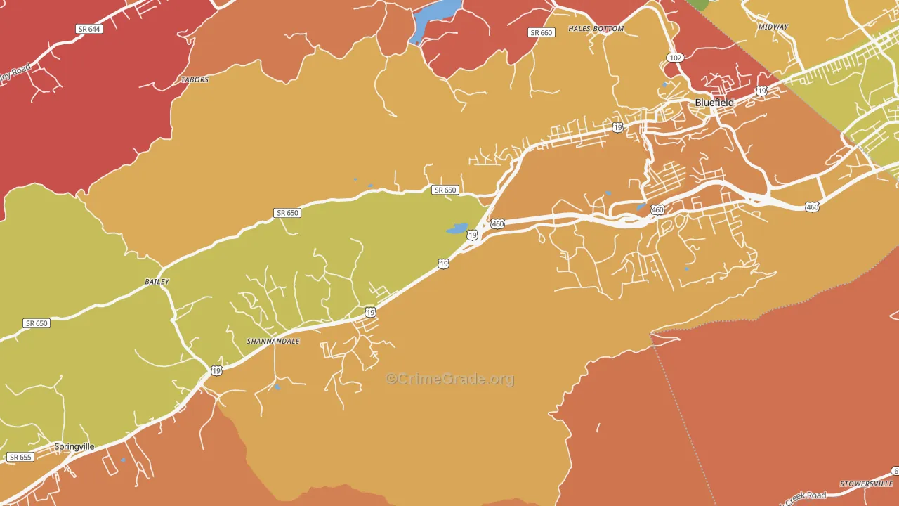 St. Clair, VA Map of Arson Rates