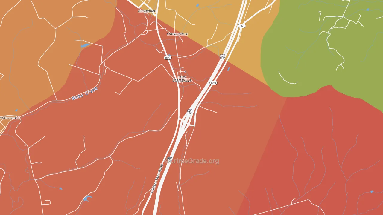 St. Clairsville, PA Map of Arson Rates