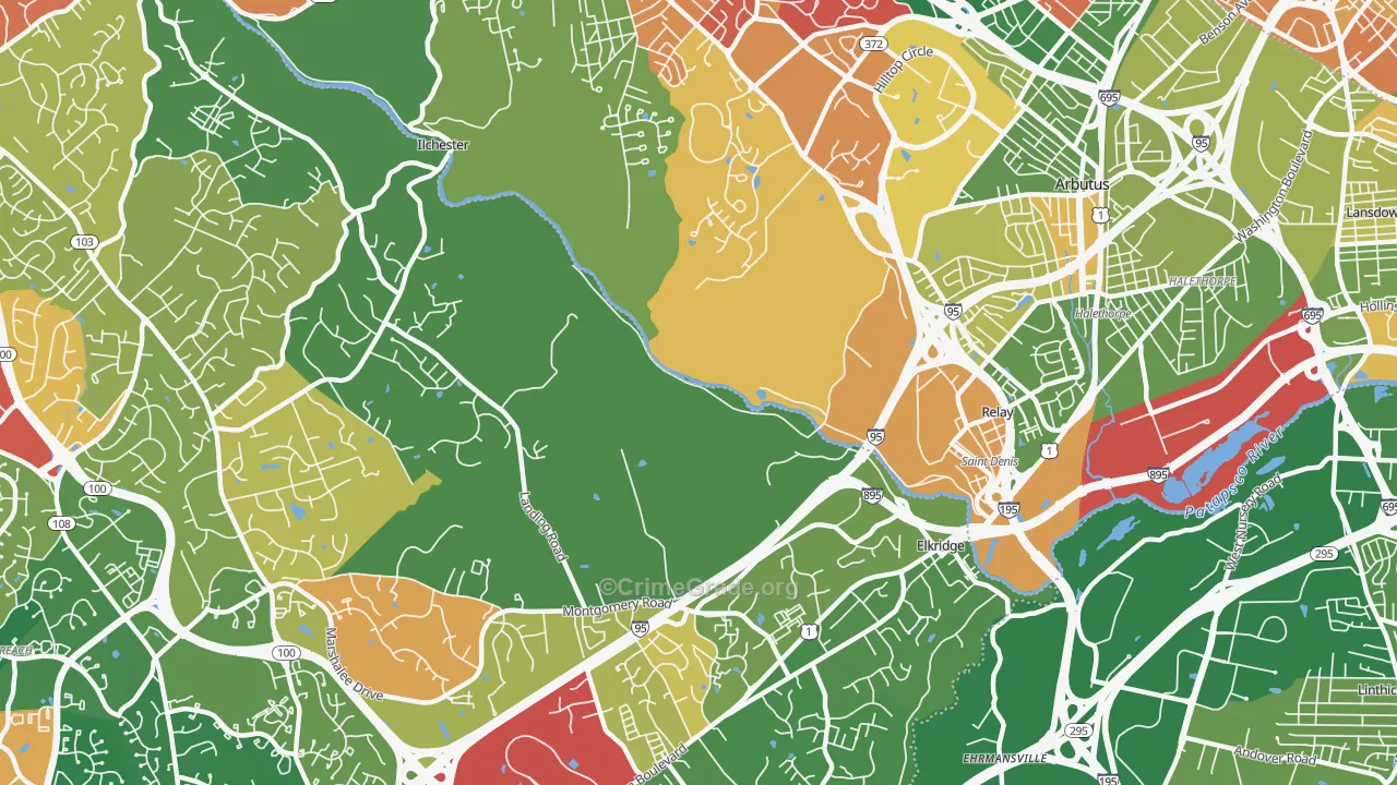 St Denis, Catonsville, MD Map of Arson Rates