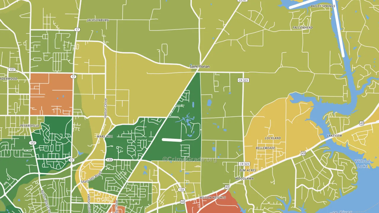 St. Florian, AL Map of Arson Rates