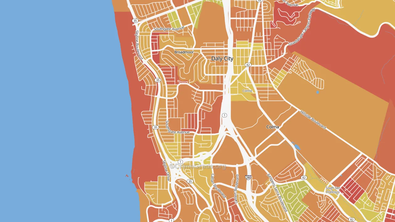 St. Francis, Daly City, CA Map of Arson Rates
