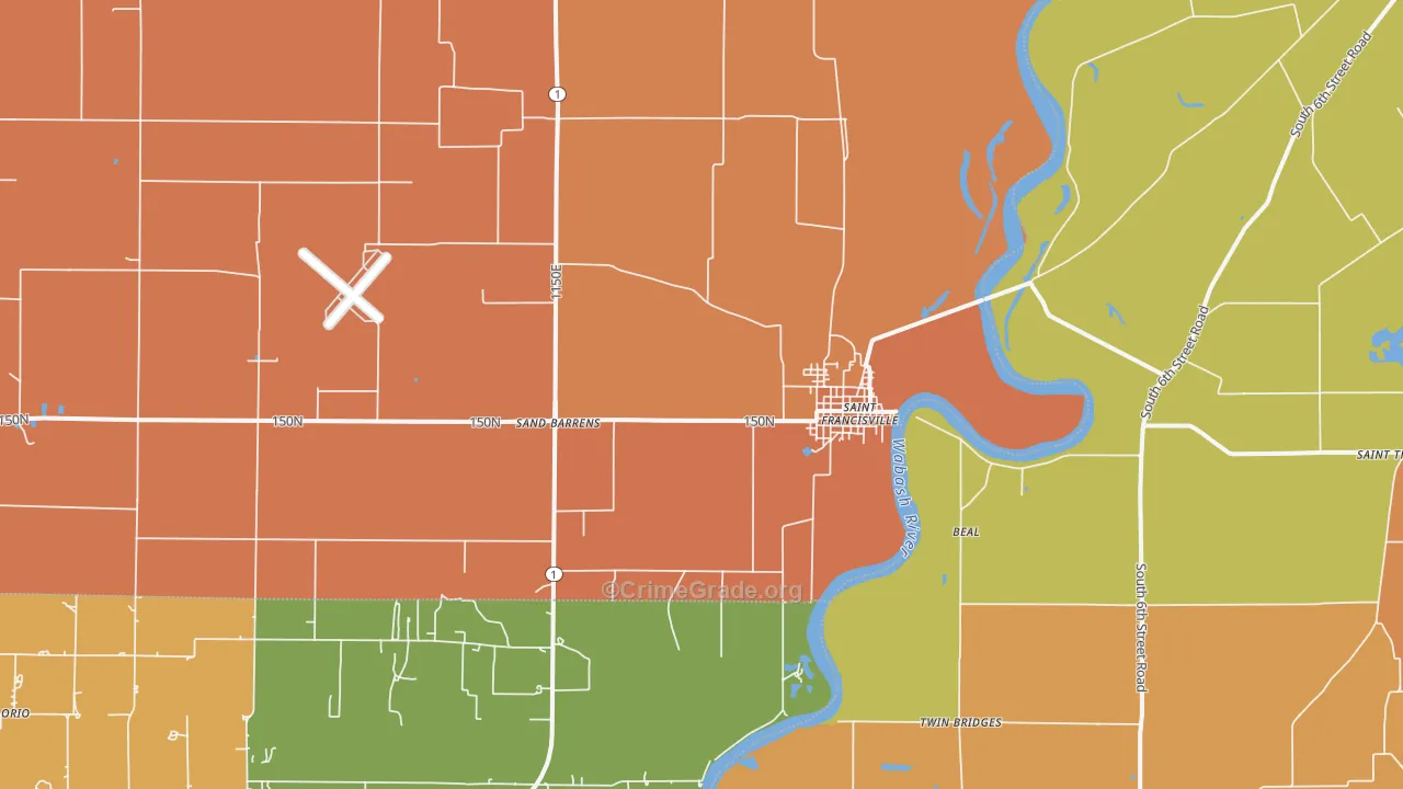 St. Francisville, IL Map of Arson Rates