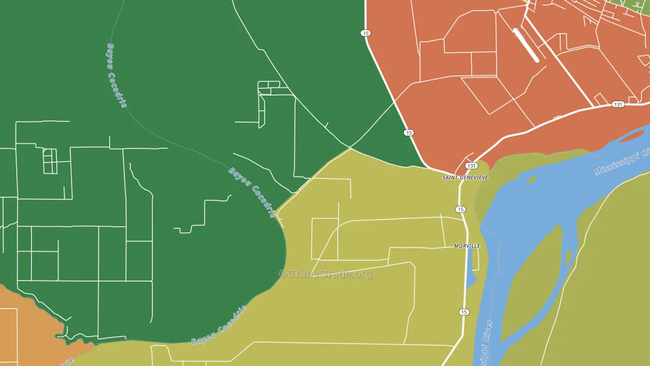 St. Genevieve, LA Map of Arson Rates