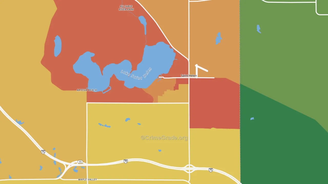 St. Helen, MI Map of Arson Rates