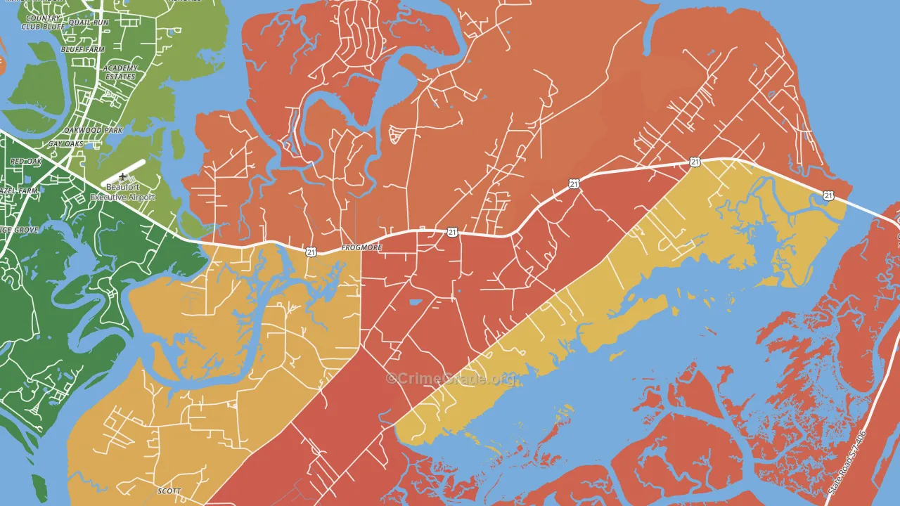 St. Helena Island, SC Map of Arson Rates
