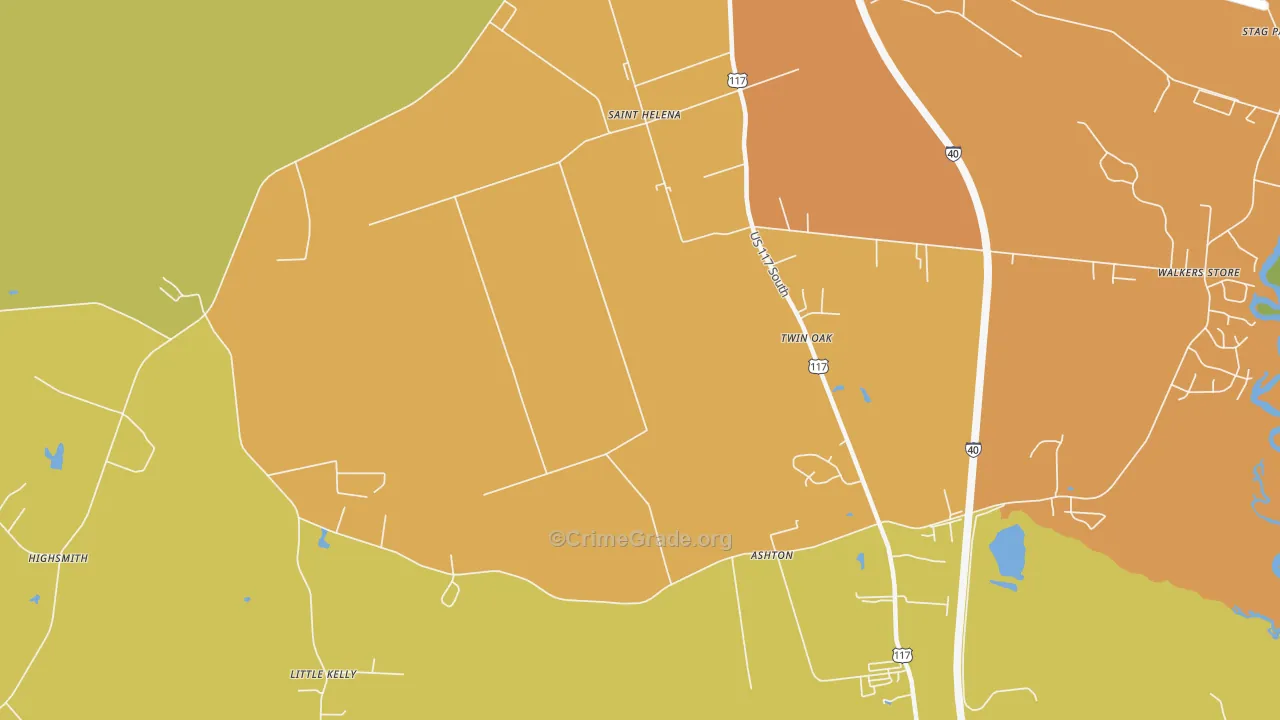 St. Helena, NC Map of Arson Rates