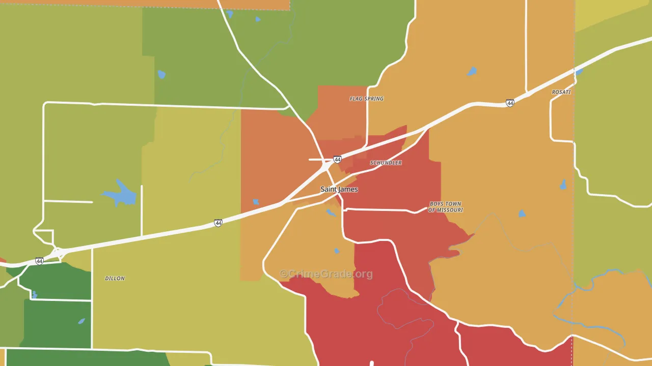St. James, MO Map of Arson Rates