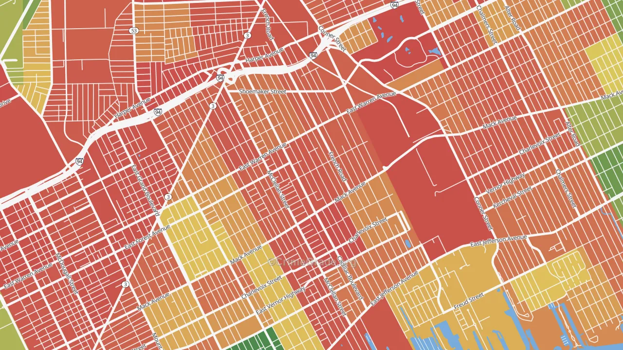 St Jean, Detroit, MI Map of Arson Rates