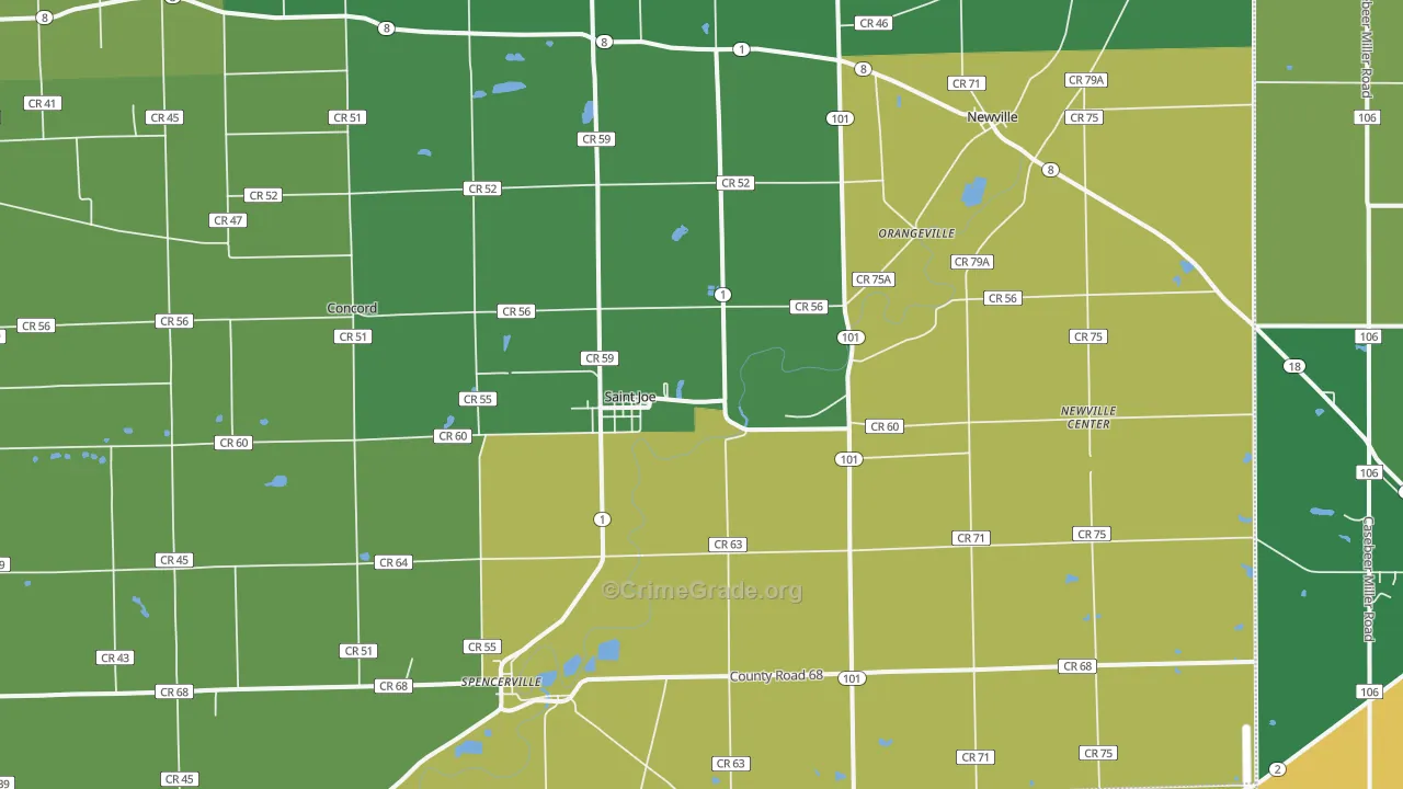 St. Joe, IN Map of Arson Rates