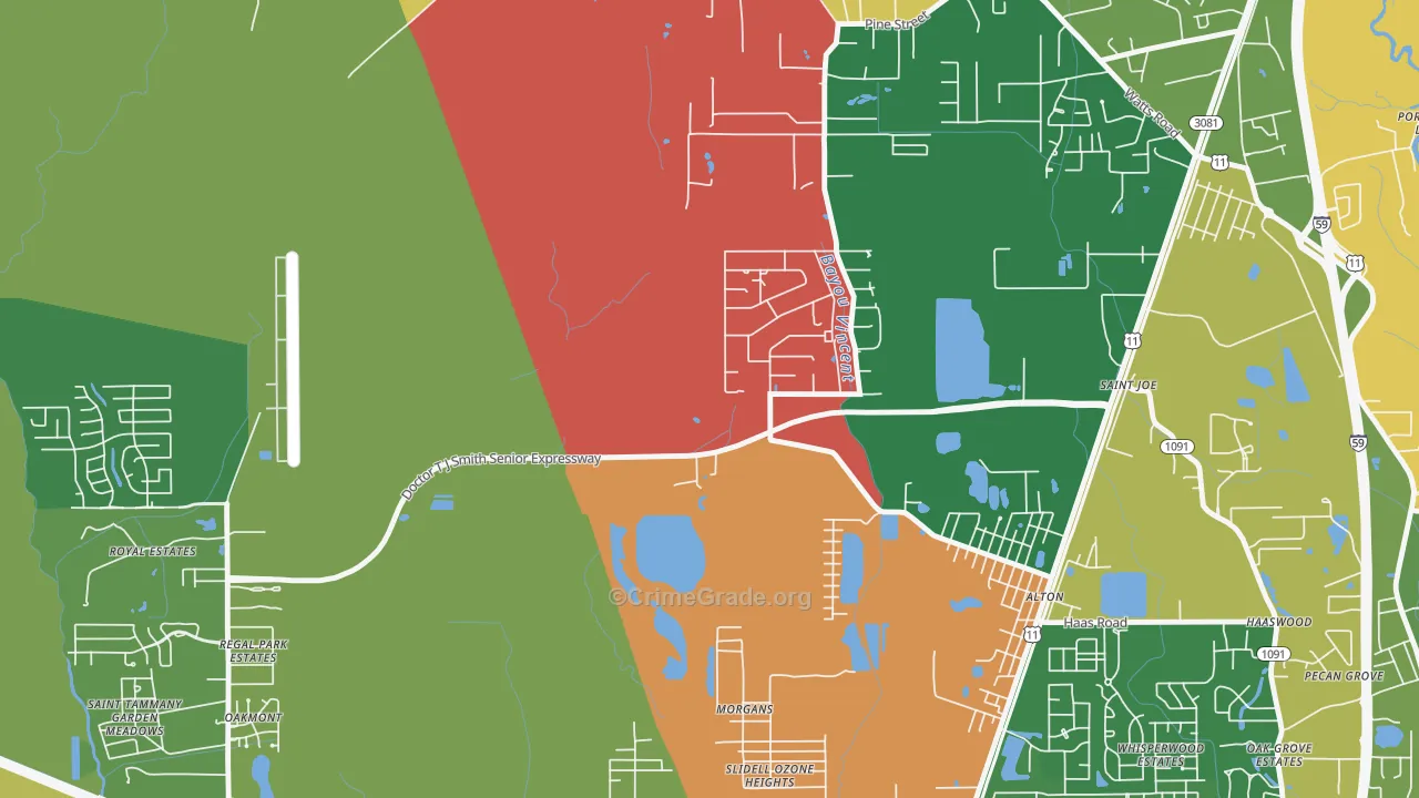 St. Joe, LA Map of Arson Rates