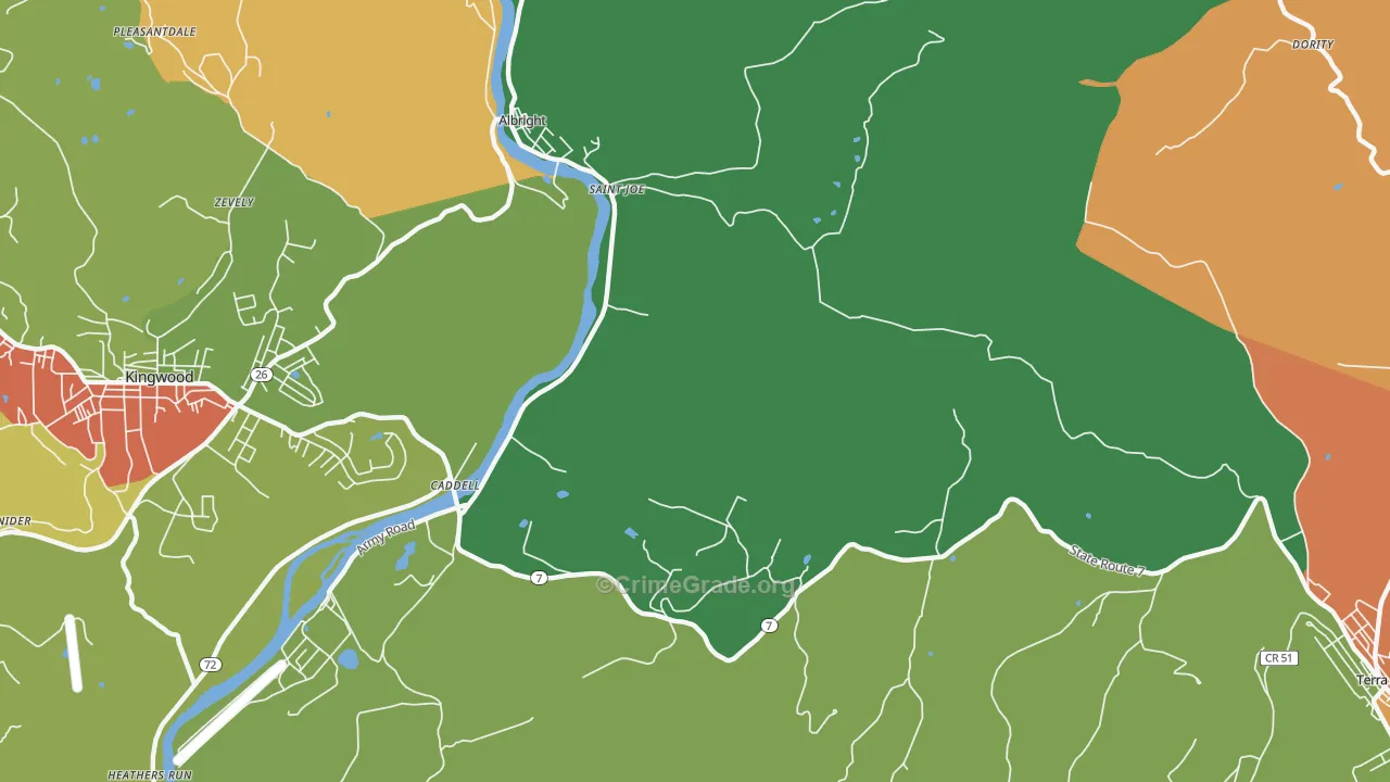 St. Joe, WV Map of Arson Rates