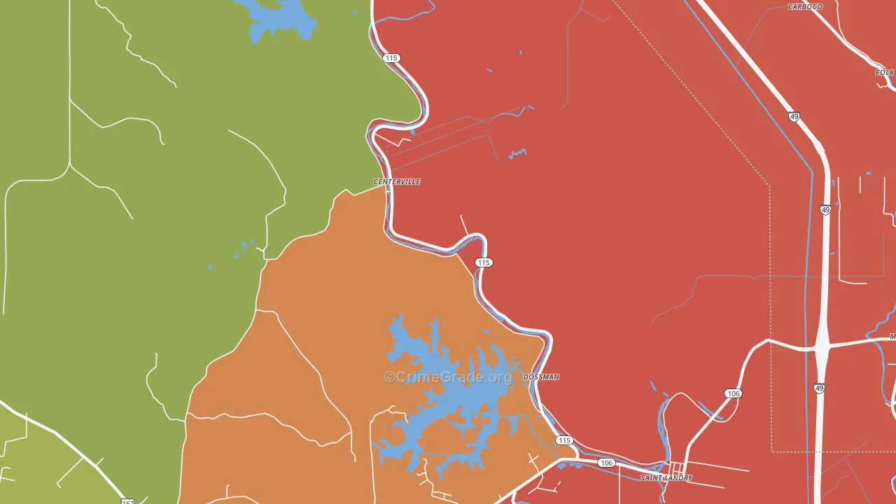 St. Landry, LA Map of Arson Rates