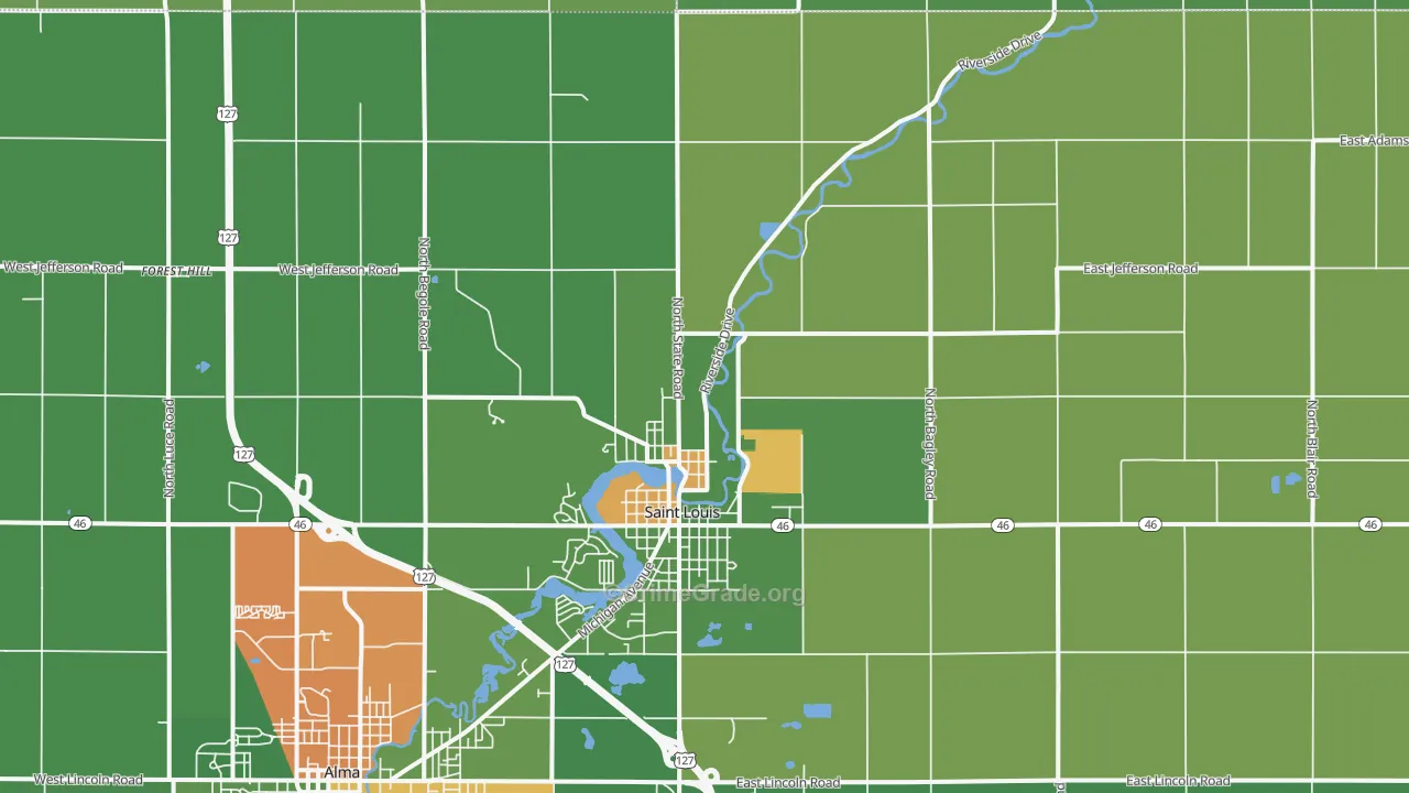 St. Louis, MI Map of Arson Rates