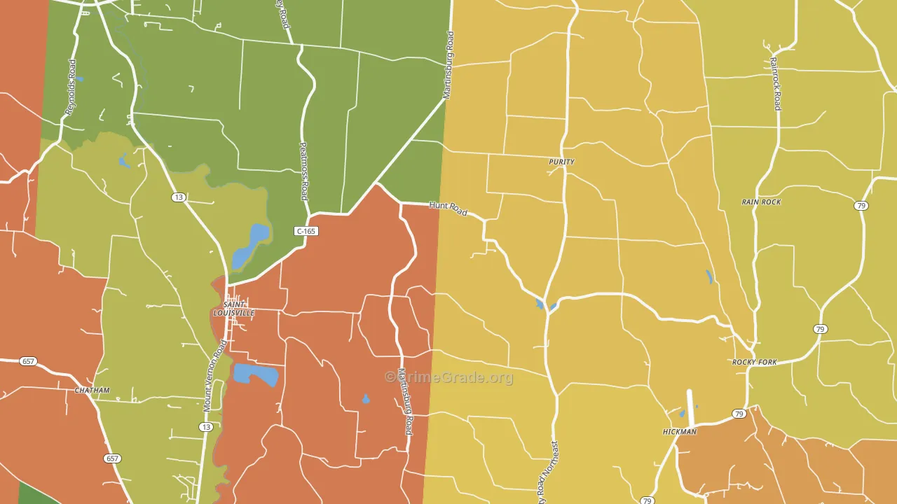 St. Louisville, OH Map of Arson Rates