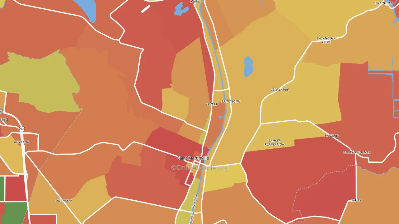 St. Martinville, LA Map of Arson Rates