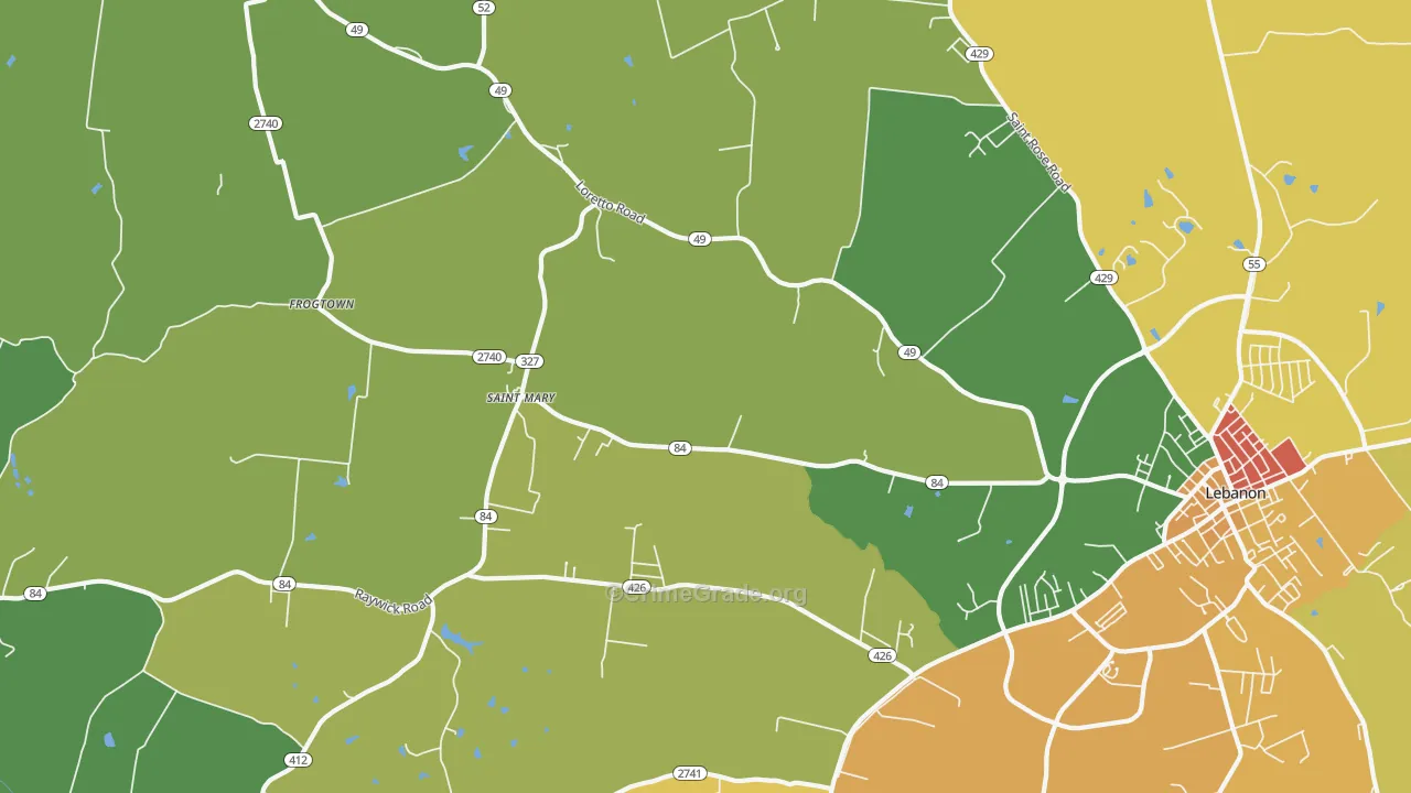 St. Mary, KY Map of Arson Rates