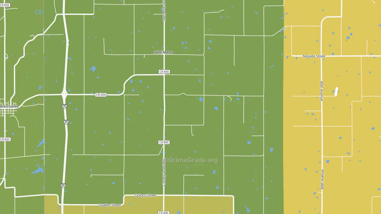 St. Marys, IA Map of Arson Rates