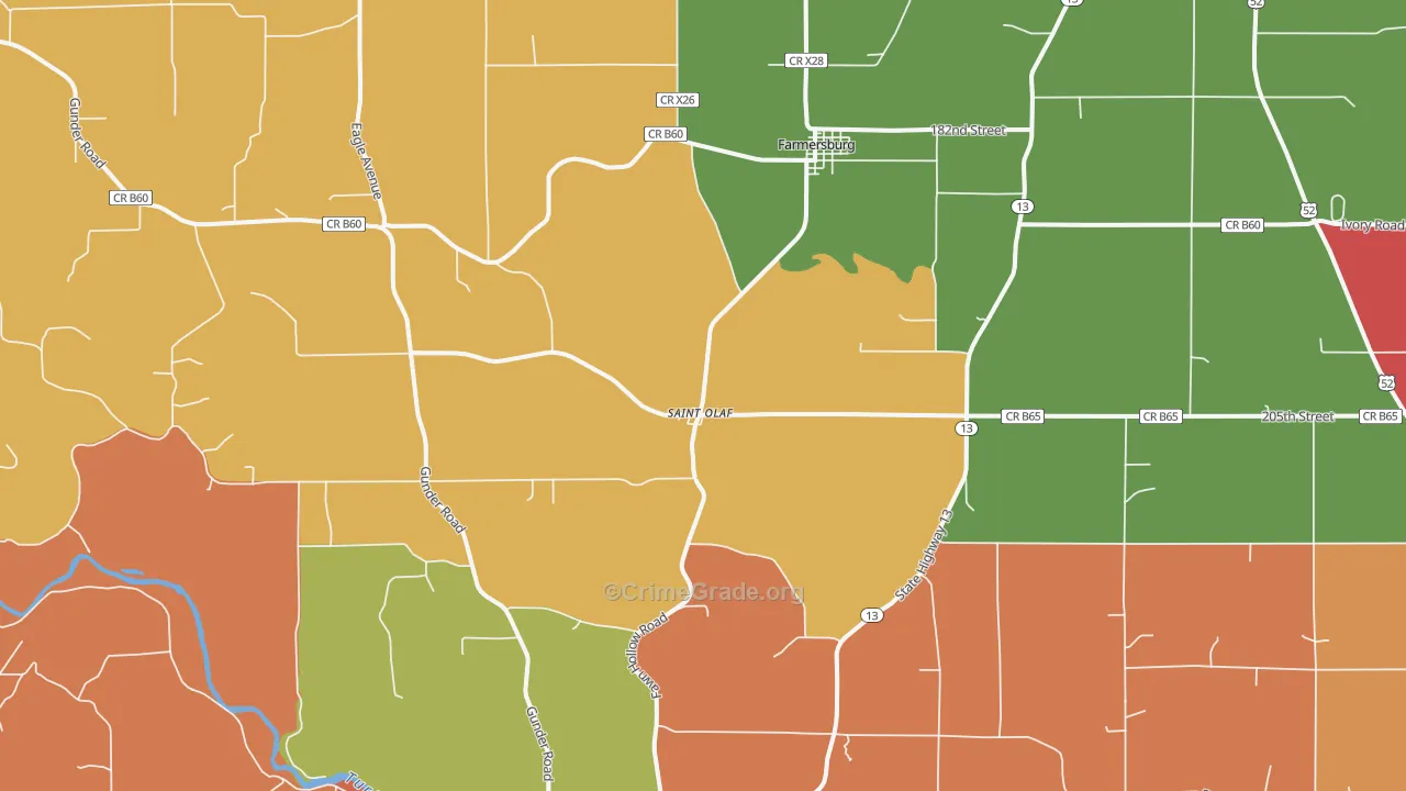 St. Olaf, IA Map of Arson Rates