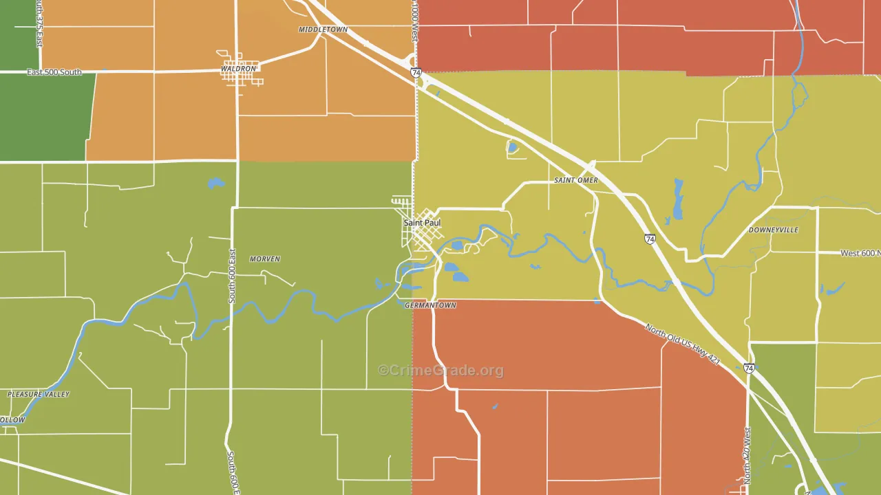 St. Paul, IN Map of Arson Rates