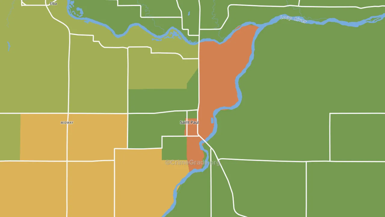 St. Paul, NE Map of Arson Rates