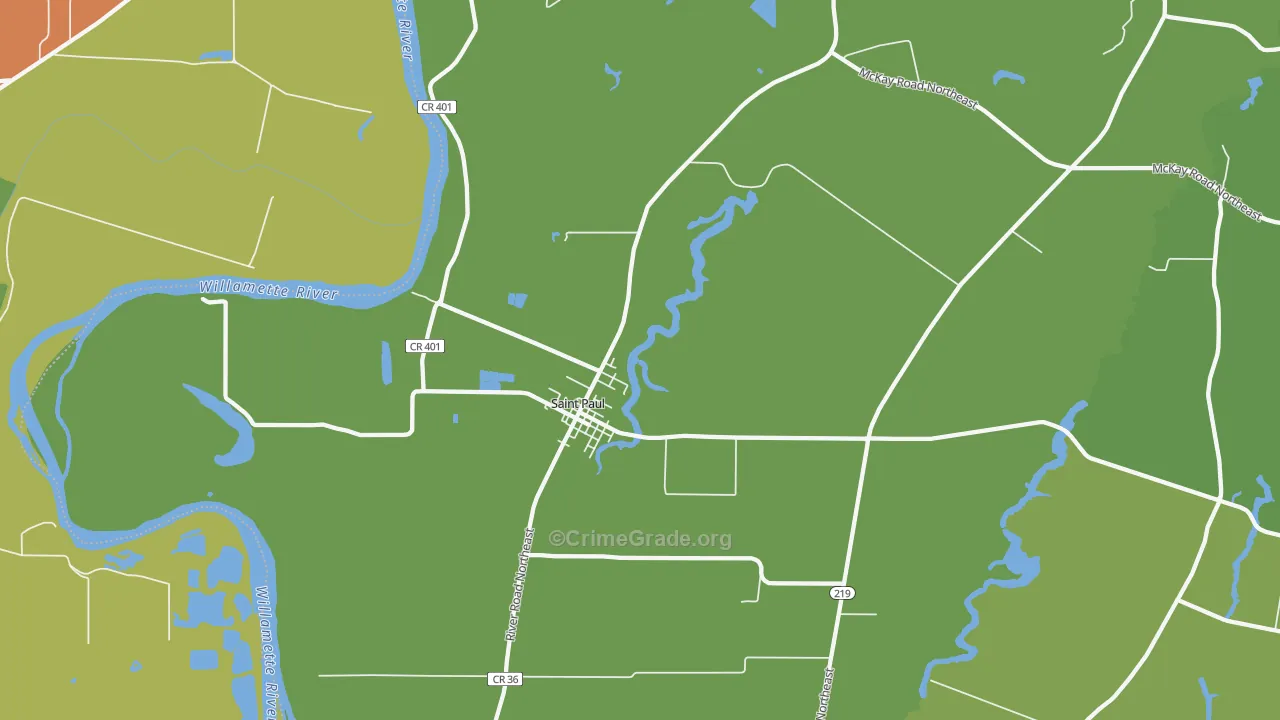St. Paul, OR Map of Arson Rates