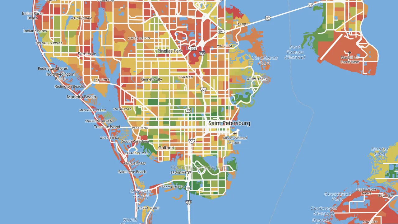 St. Petersburg, FL Map of Arson Rates