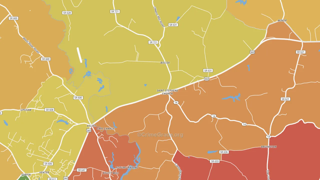 St. Stephens Church, VA Map of Arson Rates